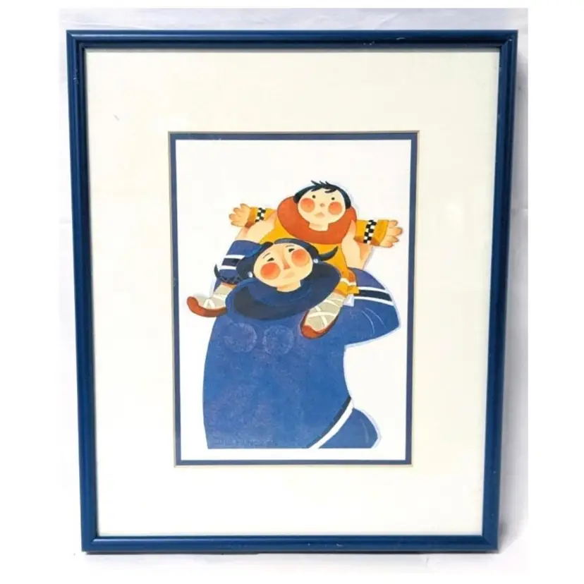 RARE Vintage Rie Munoz "Gambell Mother" 1994 Framed & Matted Print