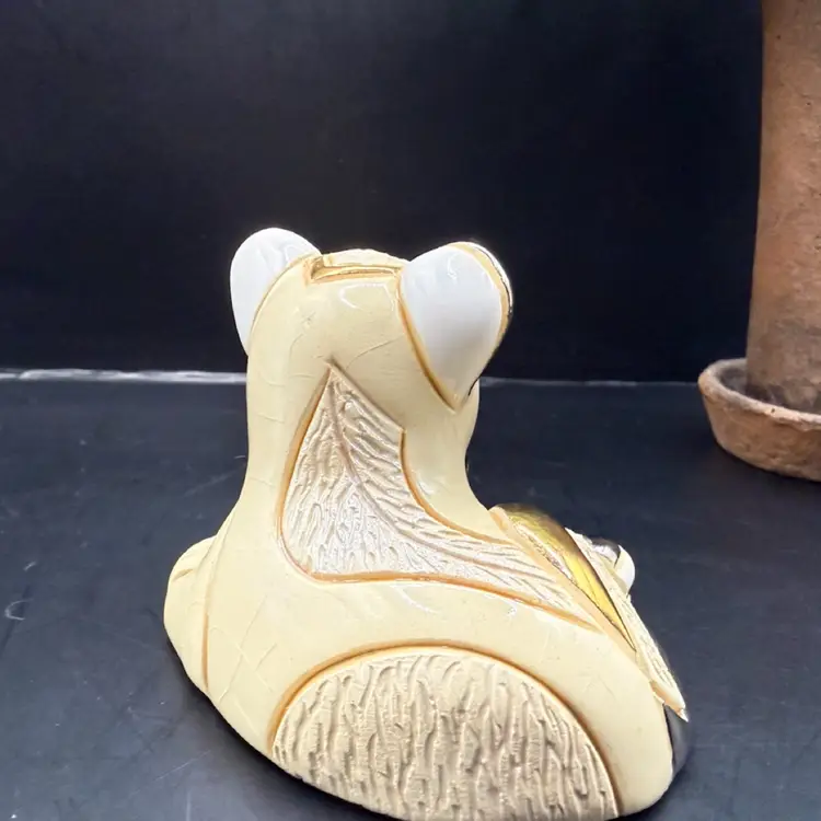 Artisania Rinconada De Rosa Limited Edition Color Lion Cub 260/500 Gold & Platinum Glaze Pottery Figurine 3x2.5”