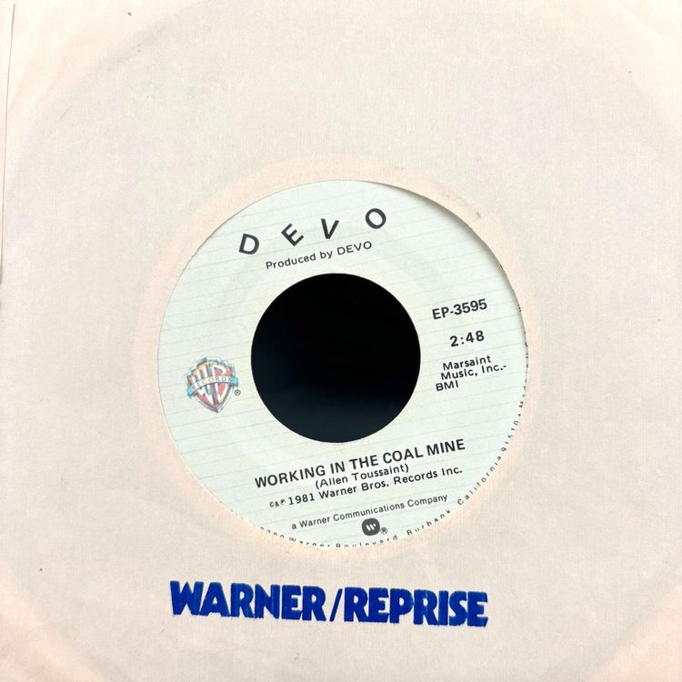 Vintage Devo Working In The Coal Mine 45 Record.