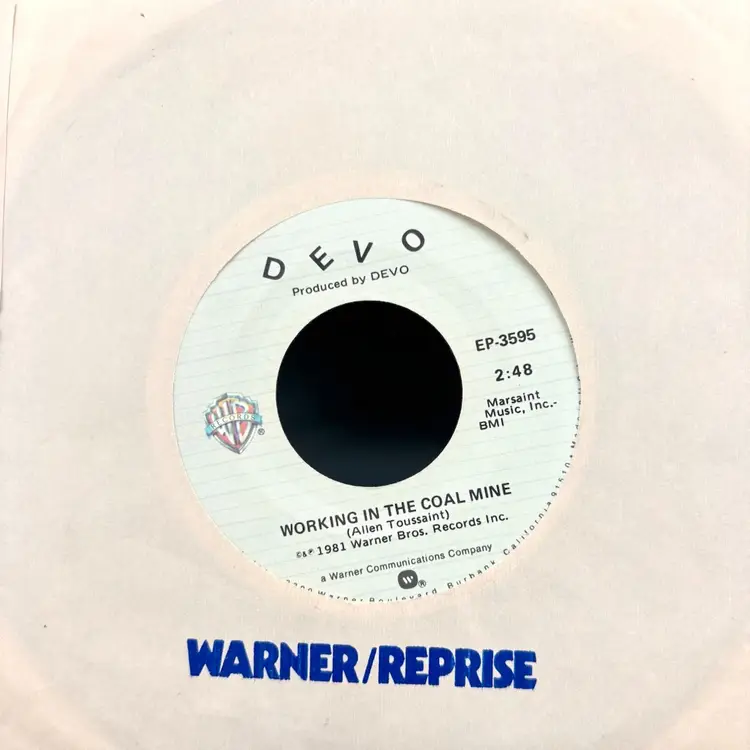 Vintage Devo Working In The Coal Mine 45 Record.