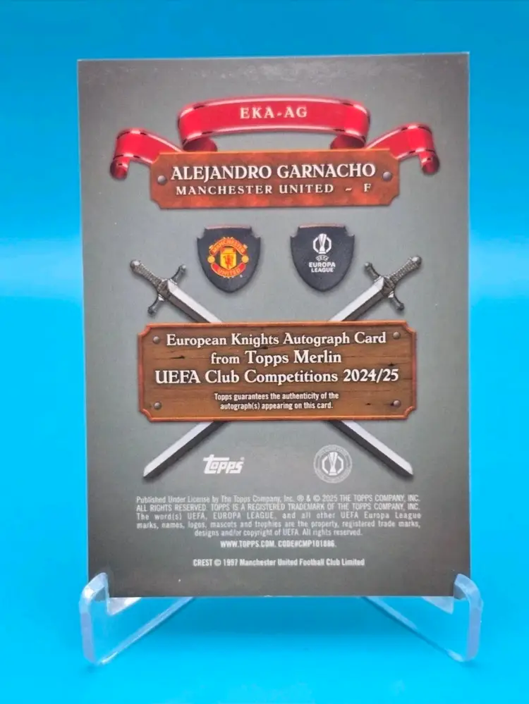 Alejandro Garnacho SP Auto 2024-25 Topps Merlin UEFA Club Competitions Black 10/10 European Knights Manchester United