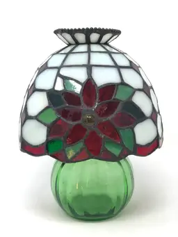 Leaded Glass Poinsettia Small Lamp Shade