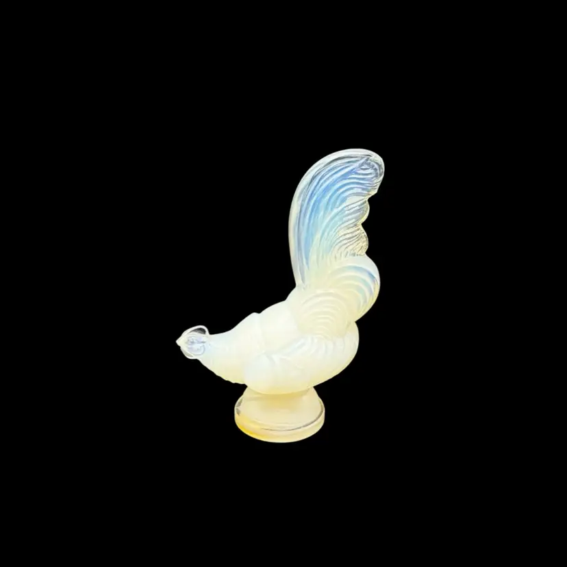 Sabino Art Glass Opalescent Rooster Cockerel Chicken Bowing Challenging