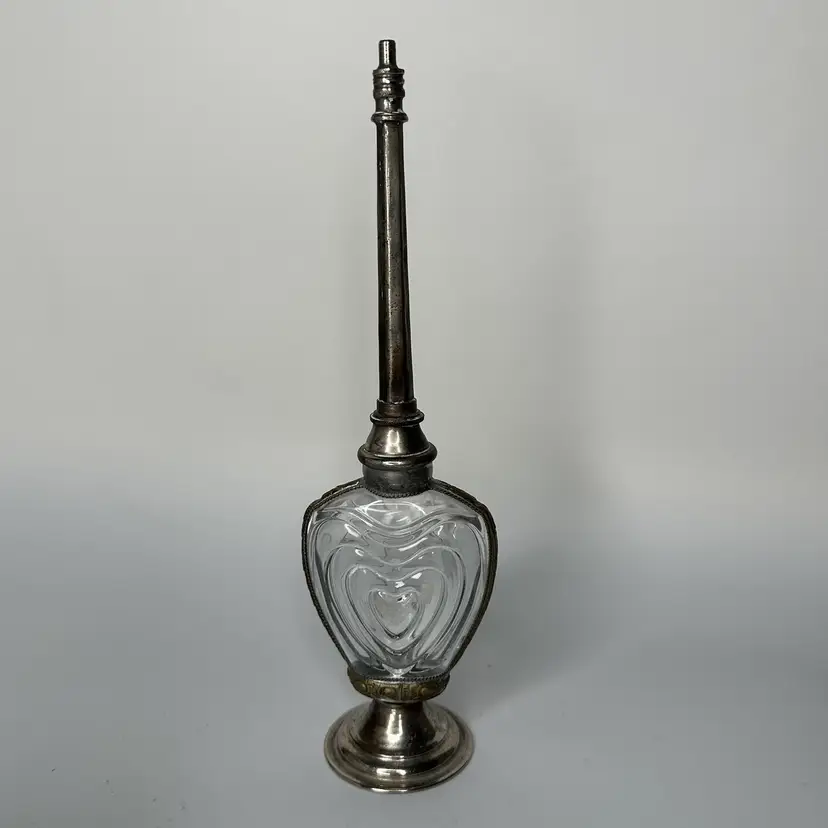 Vintage Rose Water Bottle Embossed Tall Moroccan Old Cologne Perfume Bottle