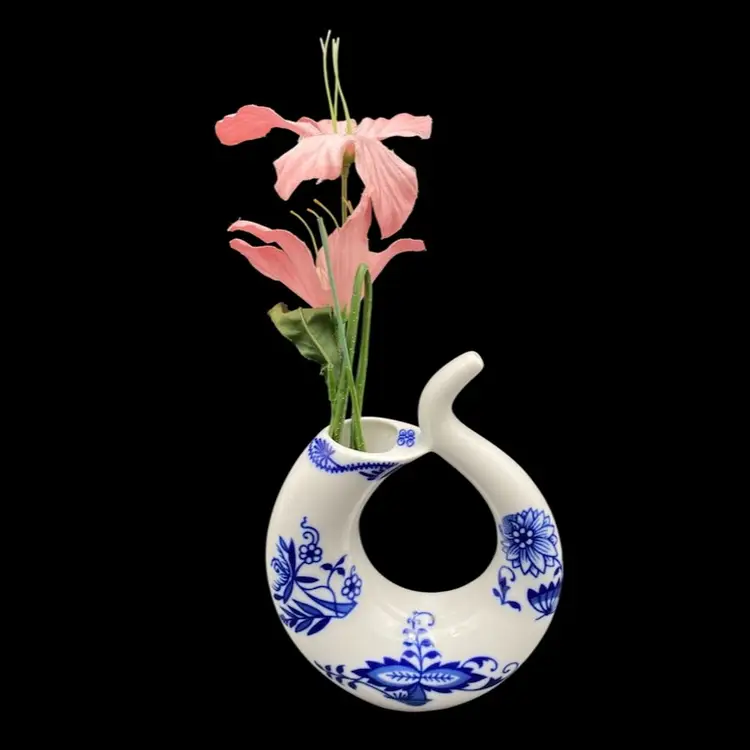 Unusual Vintage Czech Karlovy Vary, U-Shaped Porcelain Bud Vase, 5.5"