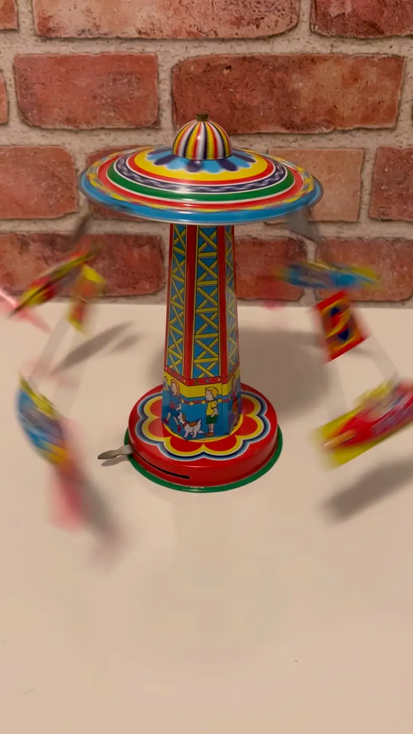 Schylling Collector Series Ride A Rocket Tin Carousel 2000 works Great