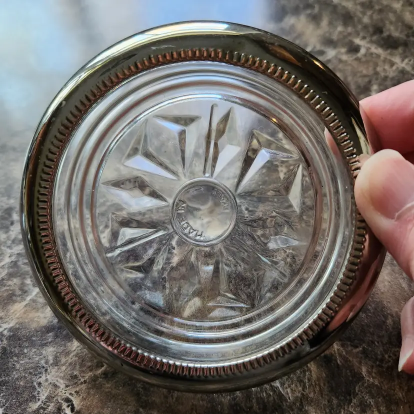 Vintage Glass And Silver Toned Coaster