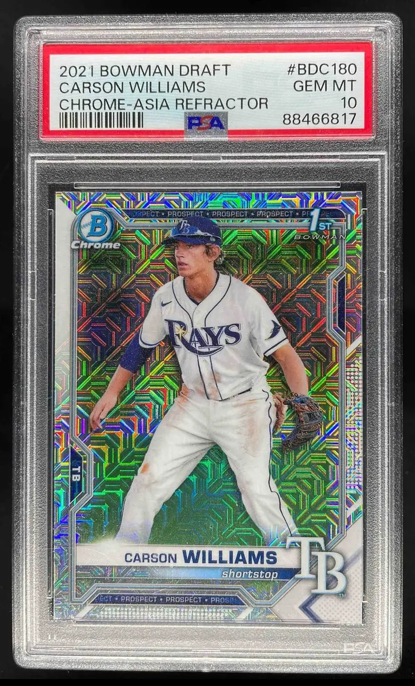 2021 Bowman Draft Carson Williams Chrome Asia Refractor 1st PSA 10 Gem Mint