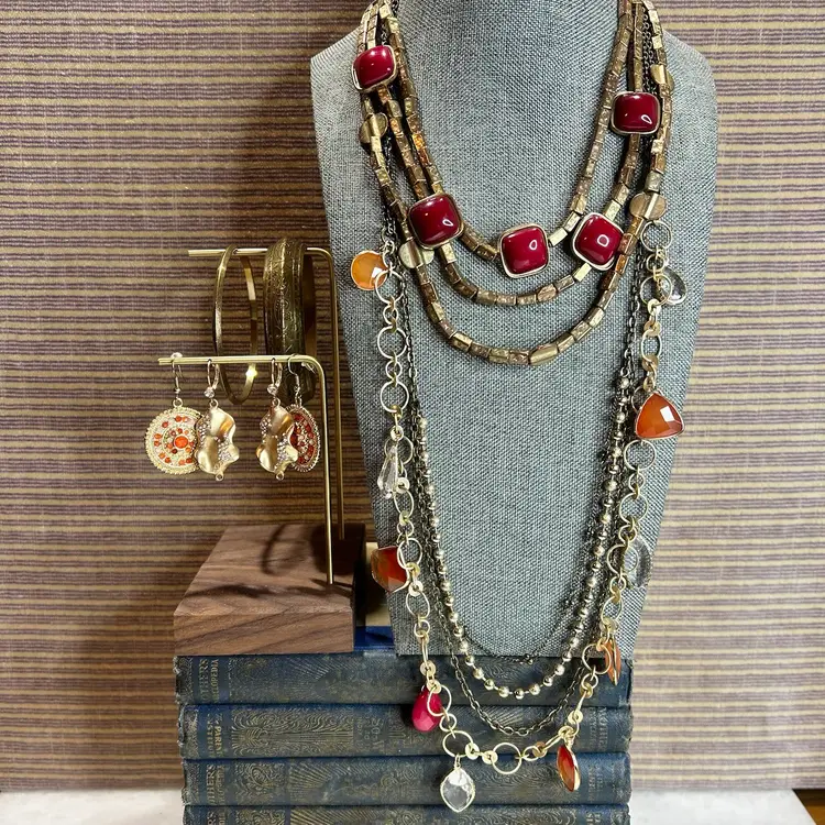 Coordinated Costume Jewelry Set - Multi Layer Longer Necklace Loft