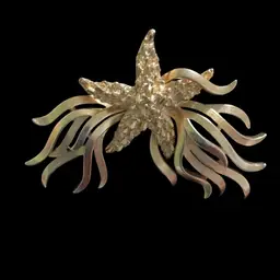 27. Vintage Goldtone Crown Trifari Textured Starfish & Kelp ( Seaweed) Brooch.