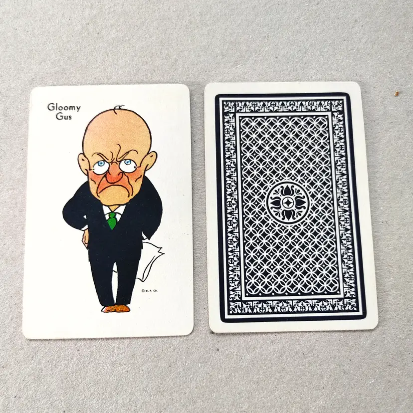 1 single swap card. Old Maid by Whitman. 1940-1950. Gloomy Gus.