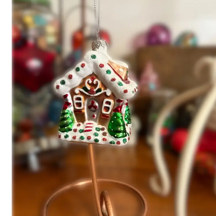 Glass Ornament Gingerbread House