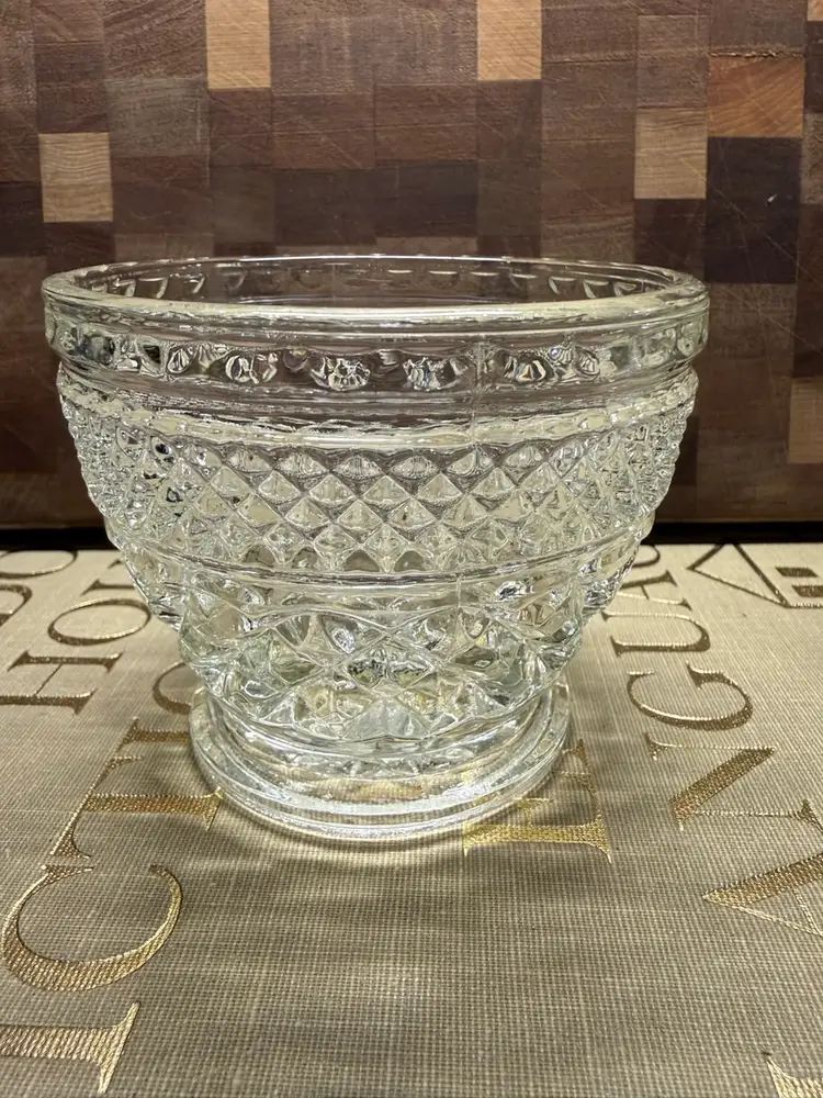 Vintage Anchor Hocking Wexford Diamond Pattern Open Sugar Bowl