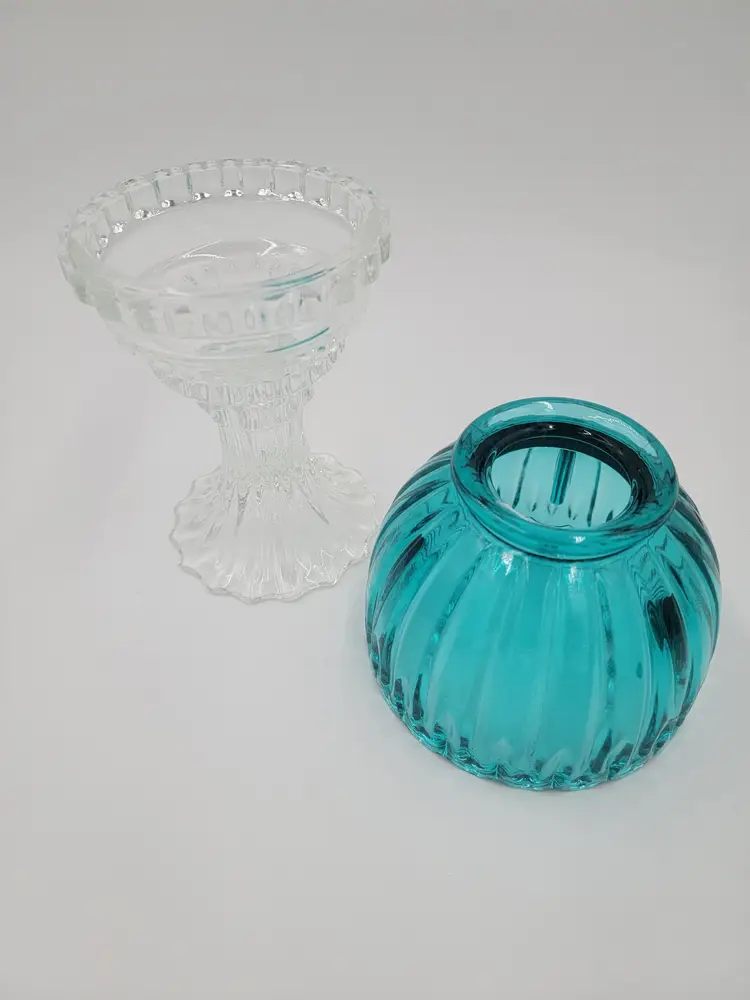 Vintage-Inspired Aqua Blue Glass Fairy Lamp