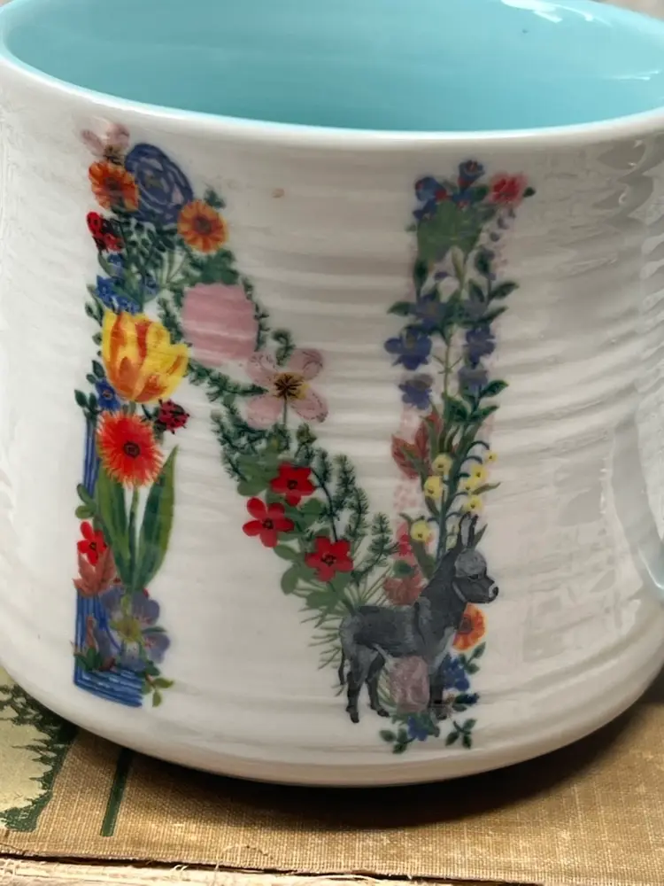 Nathlie Lite Anthropologie Ceramic Monogrammed, N Coffee Mug