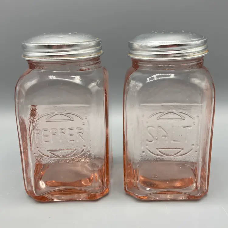Reproduction Pink Depression Glass Salt and Pepper Shakers
