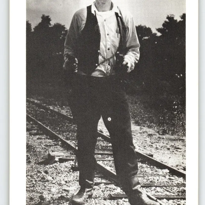 Jesse James Territory Postcard Cowboy Gun Railroad Tracks Sullivan Missouri