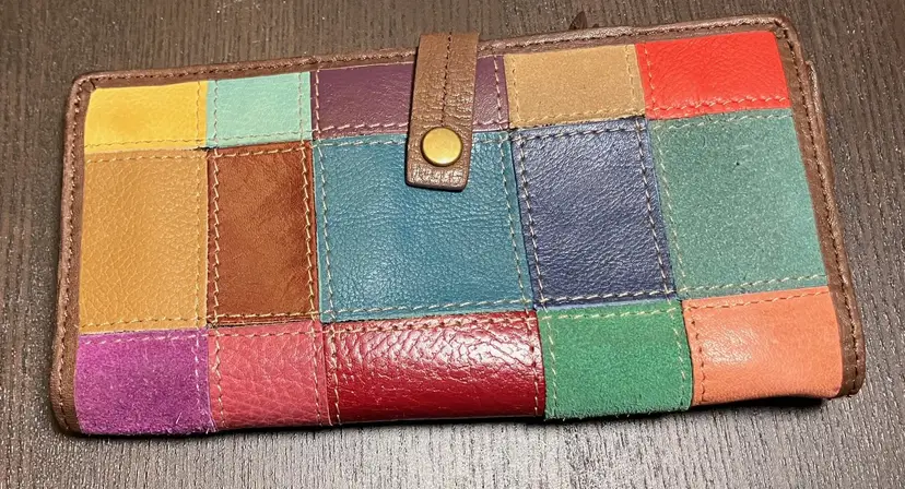 Wilsons Leather patchwork multicolor checkbook wallet