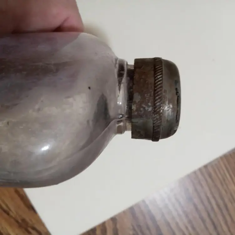 Antique 3 Glass Bottles Brass Cap Quake Druggist Apotheosis Pharmacy 1900's