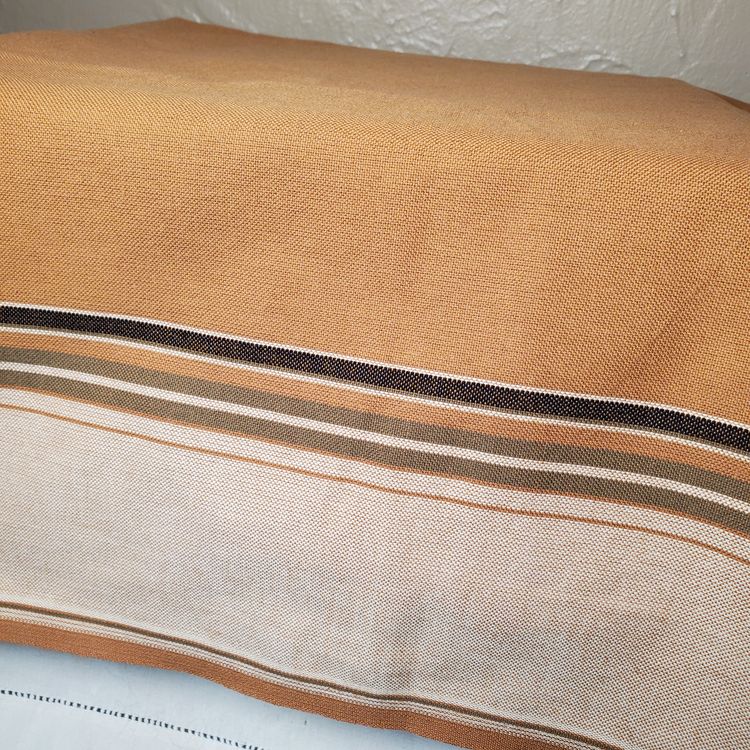 Brown and Cream with Stripes Cloth with Fringe
