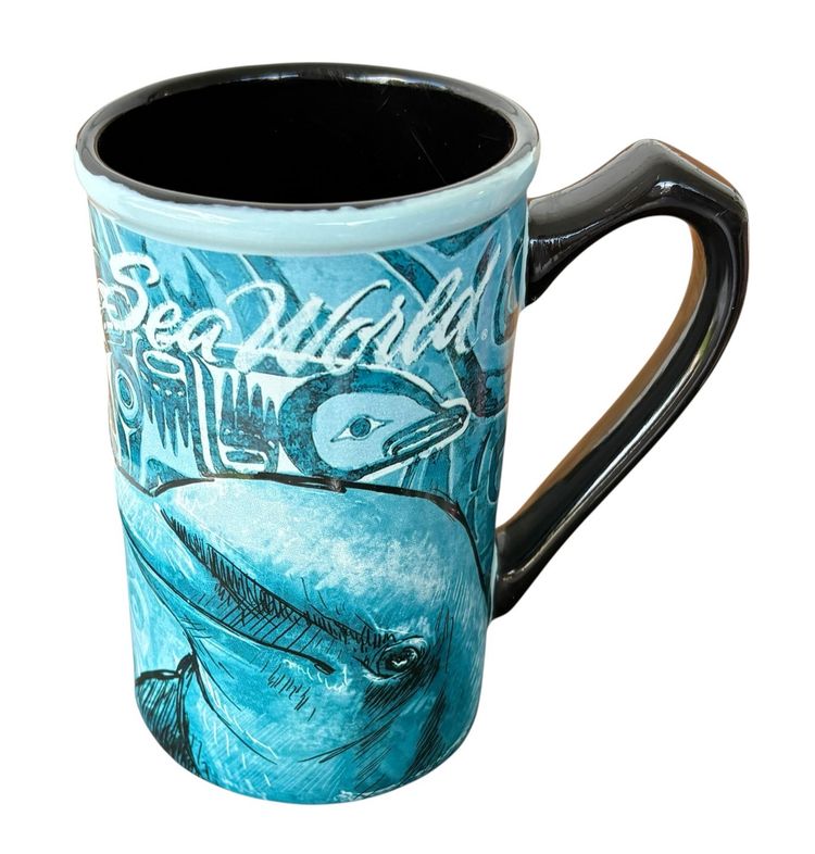 Official Sea World Heavy 16 Oz. 3D Raised  Dolphin Coffee Mug