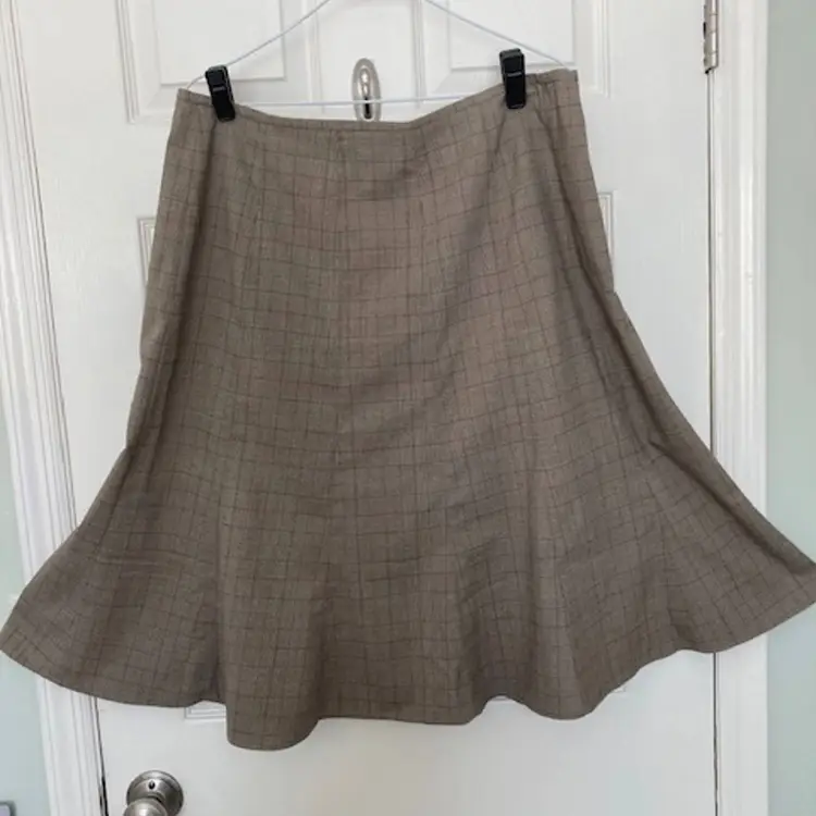 Style & Co. Women's Light Brown Plaid Flair Skirt Size 14