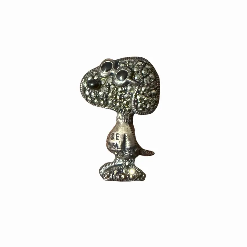 RARE Judith Jack JJ Joe Cool Snoopy Pin Sterling Silver Marcasite 1” Peanuts