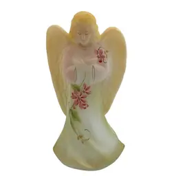 #02 - Fenton  Hand Painted Opal Satin Custard Glass Christmas Angel Figurine - Signed Limited Edition 77/1000 - 8”
