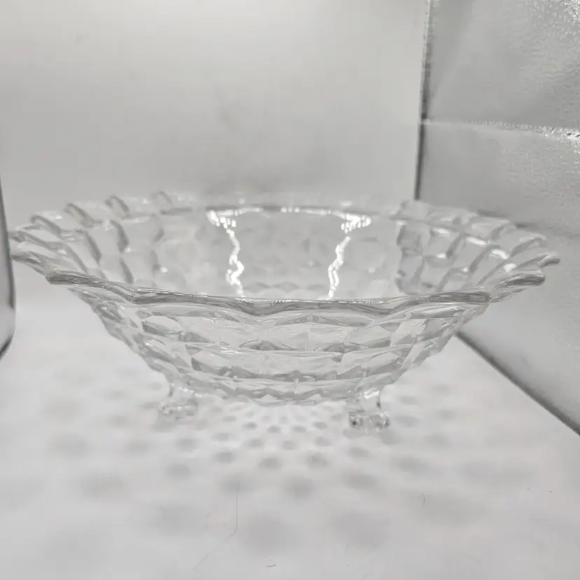 Fostoria American Clear Glass Serving Bowl 10" Footed Glows