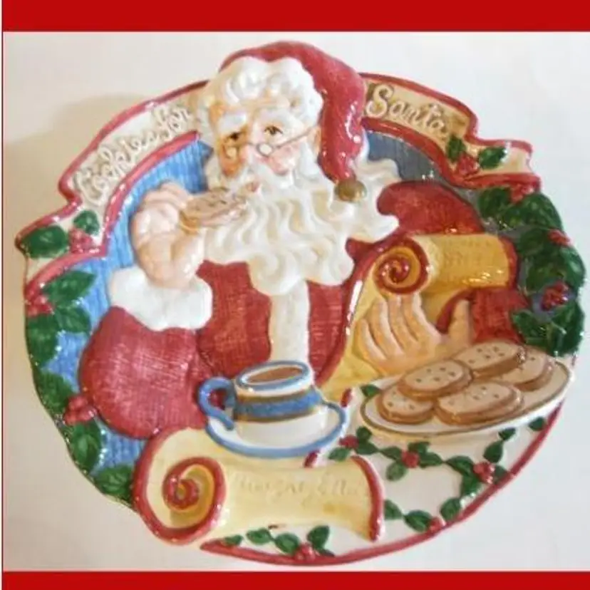 Vintage 1994 Fitz & Floyd Cookies For Santa Ceramic 3-D Plate