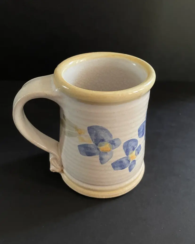 Turtle Island Pottery Mug with Dragonfly &  Flowers