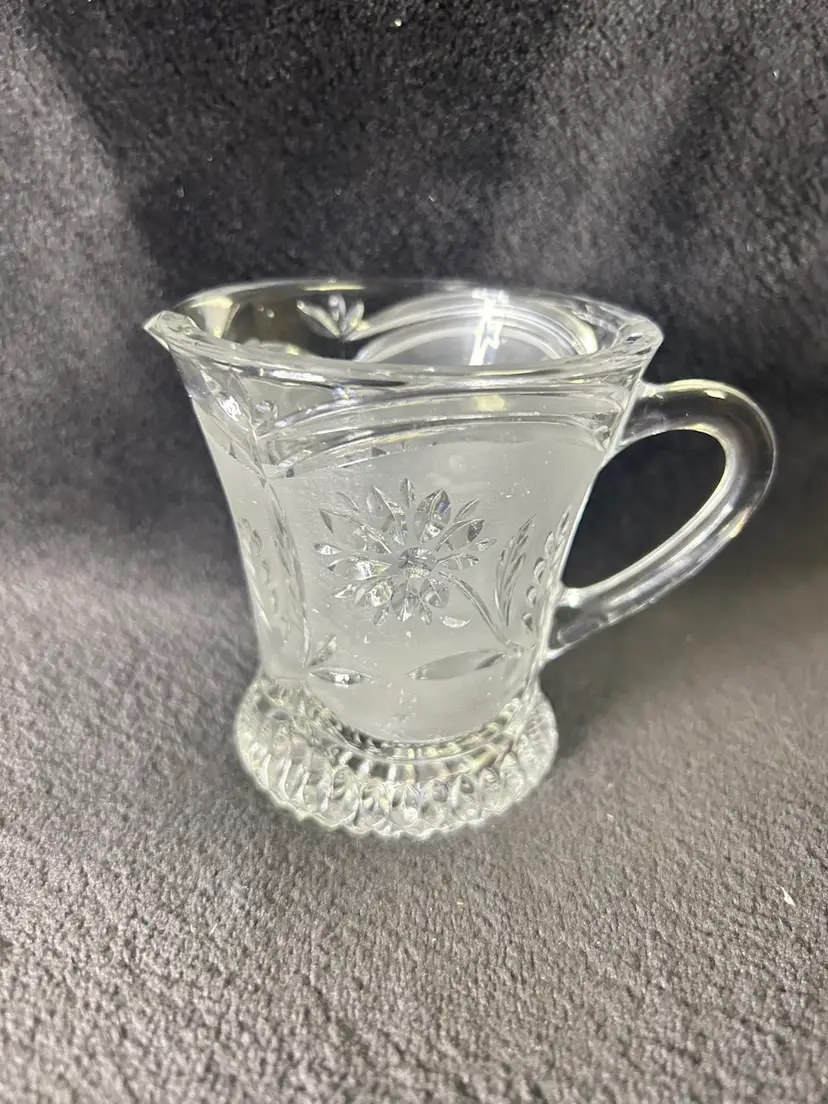 Vintage Lausitzer Germany. Hand Cut Frosted 24% Leaded Crystal Creamer