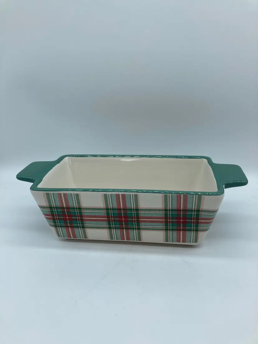 Christmas Plaid Ceramic Loaf Pan