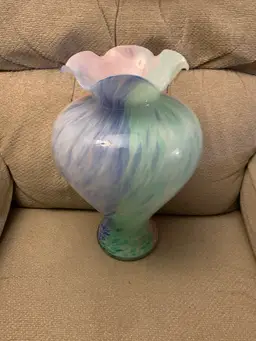 Italian Glass Pastel Vase 7 X 13 Inches