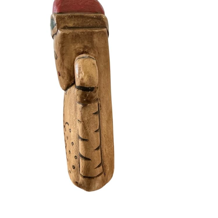 Hand Craved And Painted Wooden Cat Figure