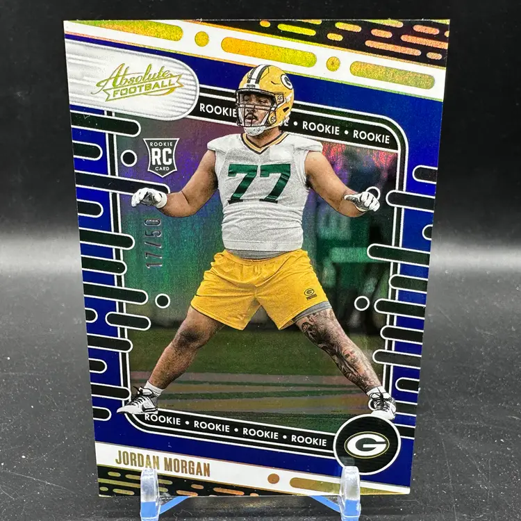 Jordan Morgan Rookie Blue Spectrum /50 2024 Panini Absolute #125 Packers