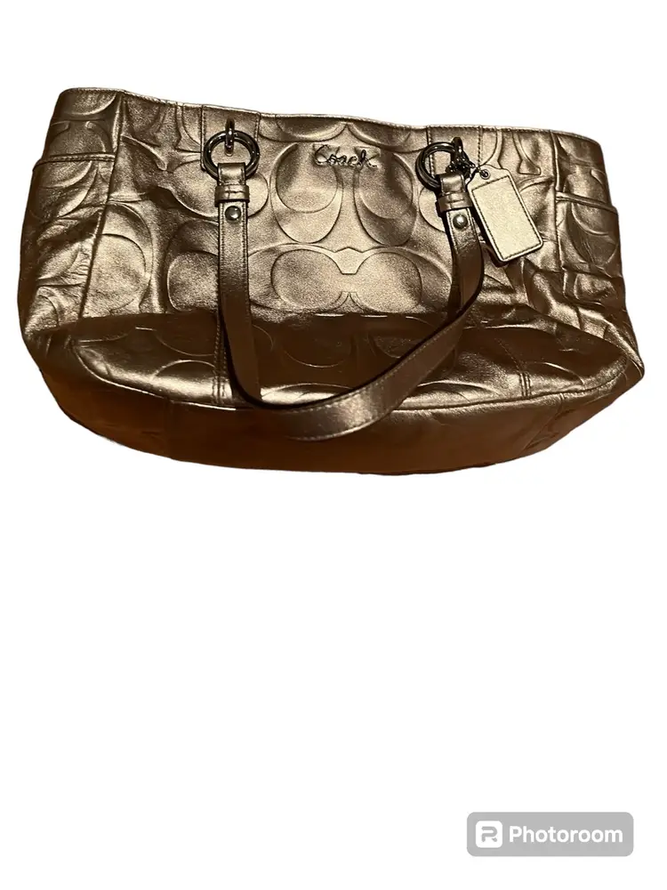 Vintage Coach Gold Metallic Monogram Shoulder Bag