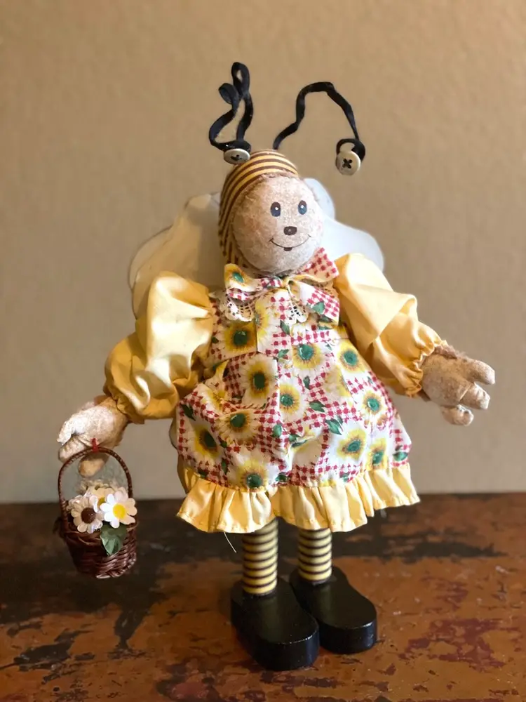 Honey Bee Doll With "Stingers" Hand Made Standing Figurine Collectible Vintage Anthropomorpic