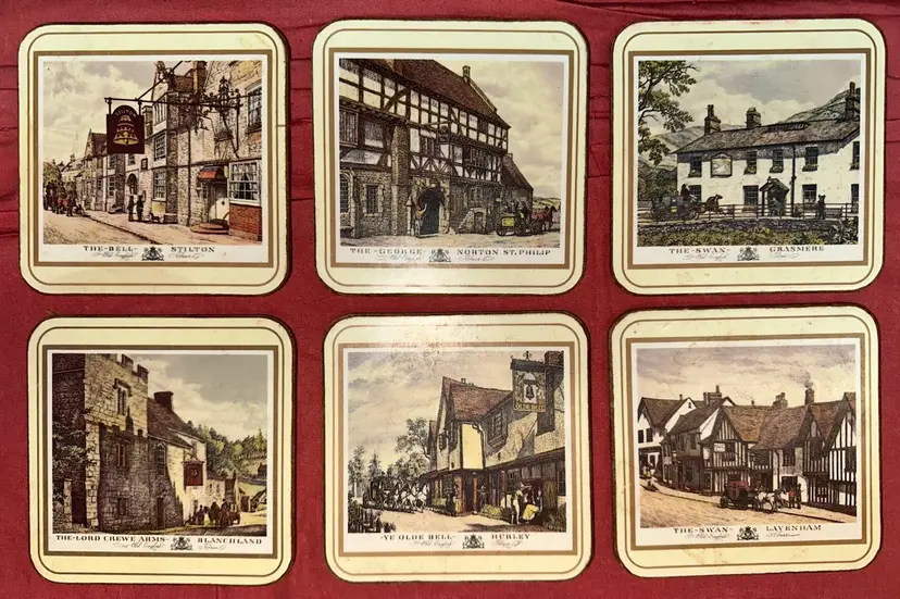 Pimpernel Old English Landmark Homes Corkback Coasters Set Of 6