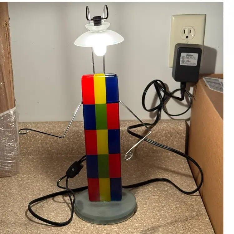 Postmodern Anthropomorphic Style Fused Art Glass Multicolor Vintage Unique Lamp