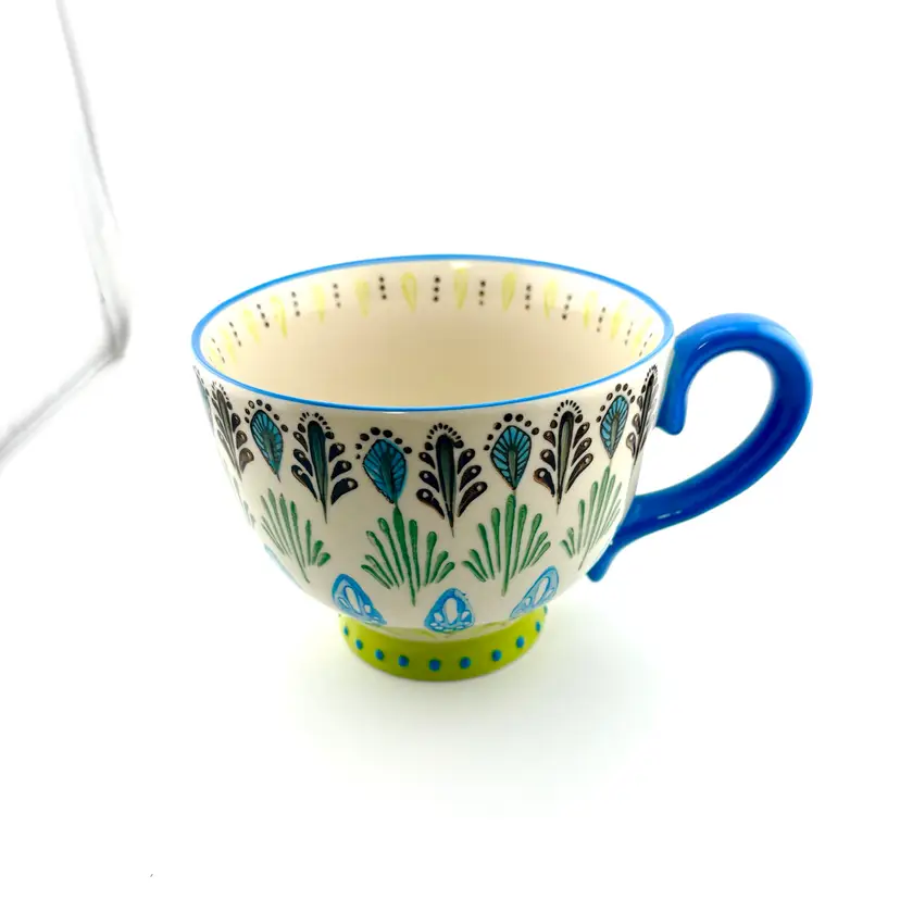 Pier 1 Ellie Peacock Coffee Mug - 3.5β Tall x 5.75β At The Handle