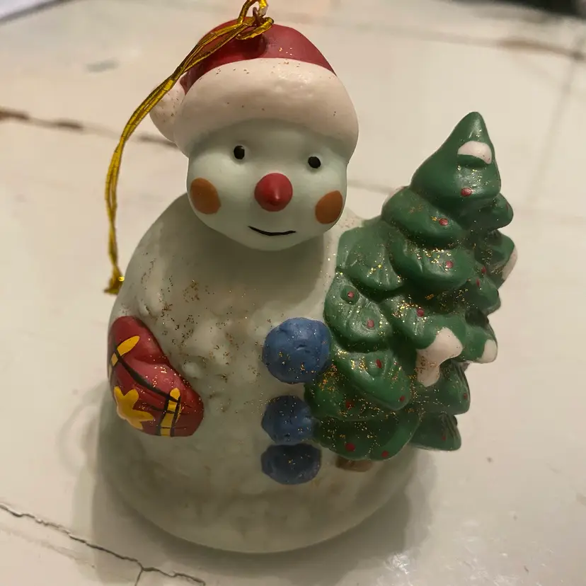Vintage Snowman Bell Ornament Christmas