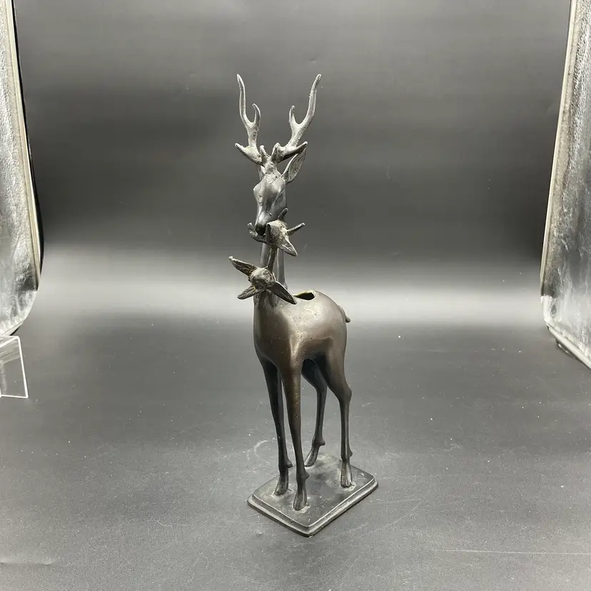 Bronze Deer Stag Gazelle Japanese Koro Incense Burner Christmas Statue Figure