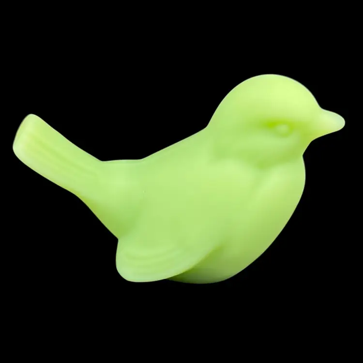 Fenton Satin Uranium Glass Bird Figurine, Fenton Green Satin Glass Sparrow Figurine, Vintage Fenton Glass Figurine, Uranium Glass Bird, UV Glow Glass