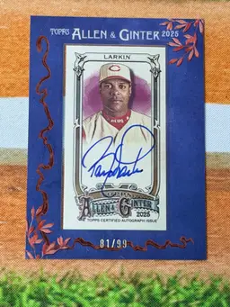 Barry Larkin Autograph /99 2025 Allen & Ginter Mini Framed Reds (25A&G1)
