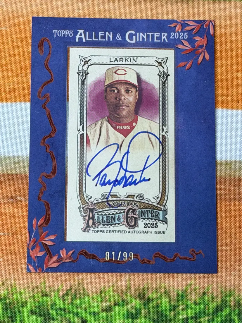 Barry Larkin Autograph /99 2025 Allen & Ginter Mini Framed Reds (25A&G1)