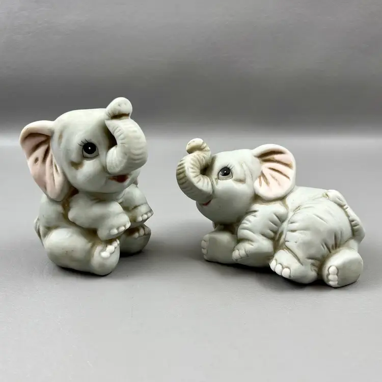Vintage HOMCO 3.5" Baby Elephant Ceramic #1400 Figurines Philippines Collectible
