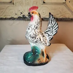 #01 - Porcelain Rooster Mid Century Chicken Figurine Statue Farmhouse