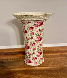 Vintage Porcelain Rose Chintz Vase