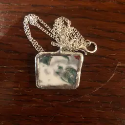 Broken Pottery Artisan Made Pendant Santa Collector Plate Handcrafted Necklace 1 in x 3/4 in